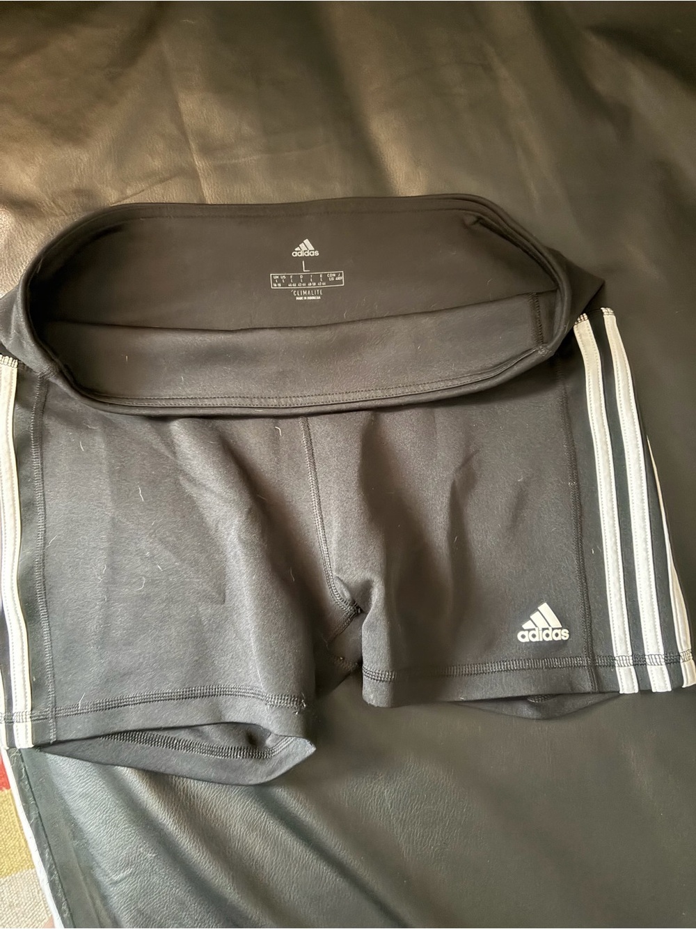Climalite adidas Black Athletic Shorts with White Side Stripes - Picture 4 of 4